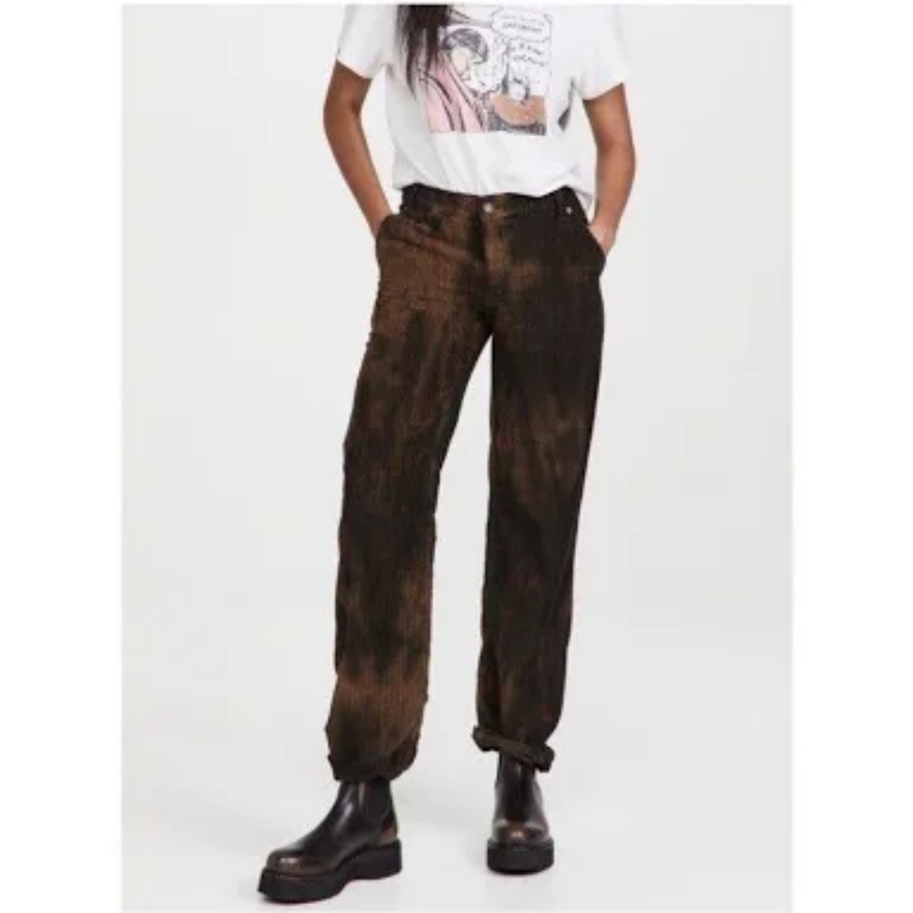 WE THE FREE Reese Pitched Straight Leg Corduroy Tie Dye Brown Tan Pants in Chava